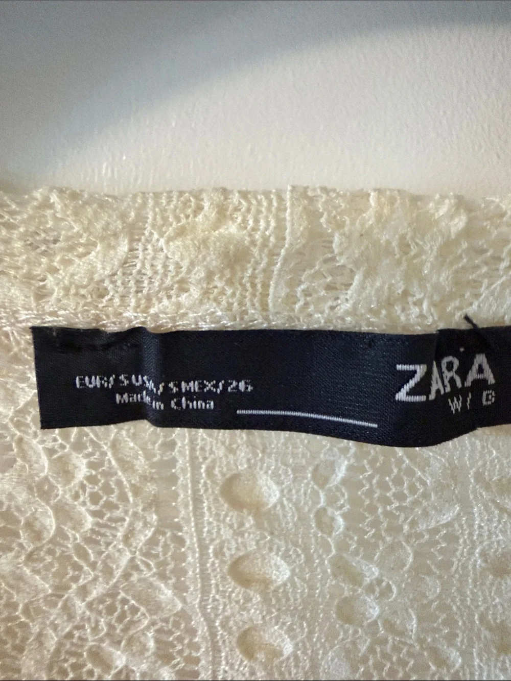 Zara Cream Sheer Lace Long Sleeve Top Coquette Cottagecore Feminine Size Small